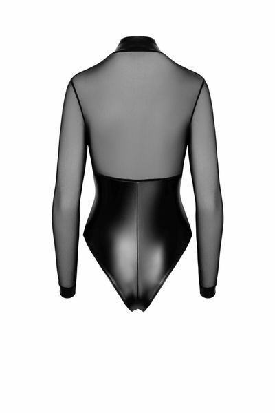 Боді Noir Handmade F321 Edge wetlook and mesh body with rings - S SX0357 фото