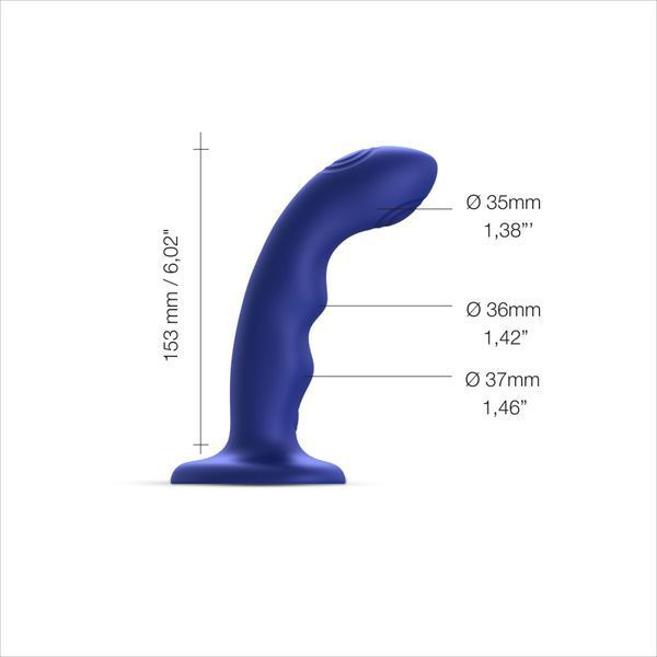 Насадка для страпона з подвійною точковою пульсацією Strap-On-Me TAPPING DILDO WAVE &ndash; NIGHT BLUE, М SO9621 фото