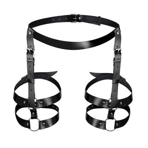 Шкіряні гартери Art of Sex - Melani Leather garters, Чорні L-2XL SO8301 фото