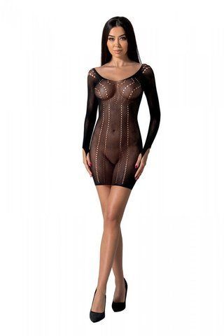 Напівпрозора мінісукня Passion BS101 One Size, black, рукави-мітенки SO8944 фото