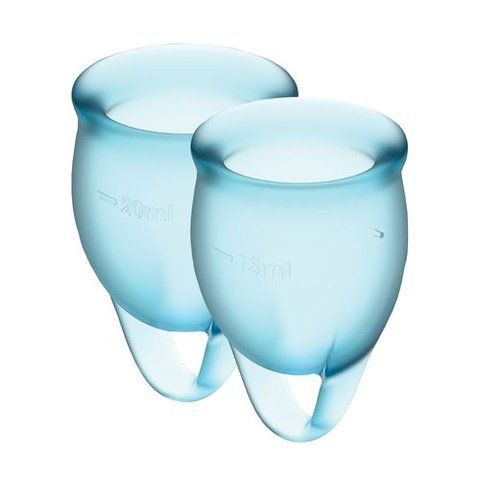 Набір менструальних чаш Satisfyer Feel Confident (light blue), 15мл і 20мл, мішечок для зберігання SO3577 фото