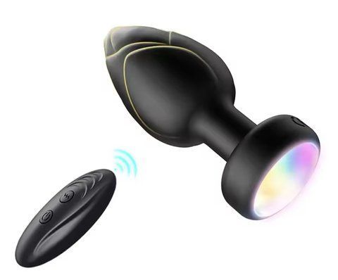 Анальна пробка GlowPlug з пультом &ndash; 10 режимів, підсвітка, силікон, USB акумулятор 0610 фото